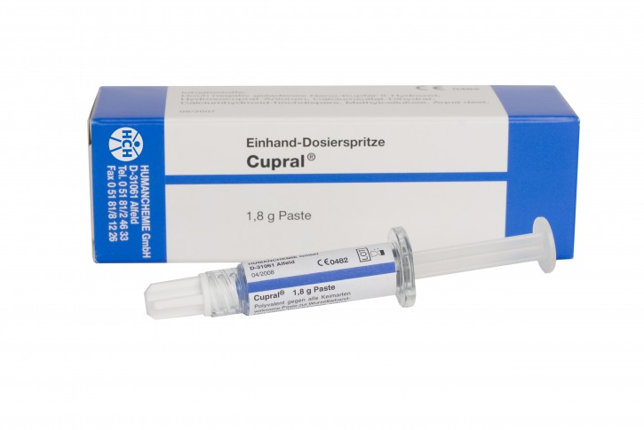 Cupral®<br> Dosierspritze mit 1,8 g Paste und 5 Kanülen